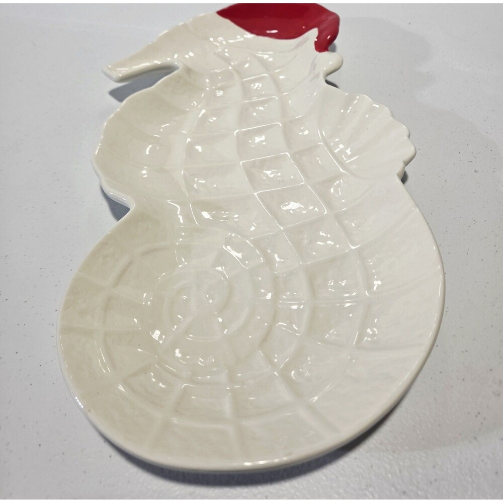 Pier 1 Christmas Seahorse Serving Tray Beach Ocean Coastal Christmas 14.5" X 7"